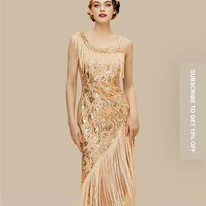Elegant One Shoulder Gold Sequin Dress